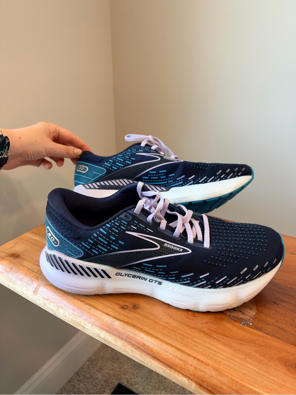 Brooks Glycerin GTS 20 Peacoat Blue Purple Womens Size 10 Wide Running Shoes GUC